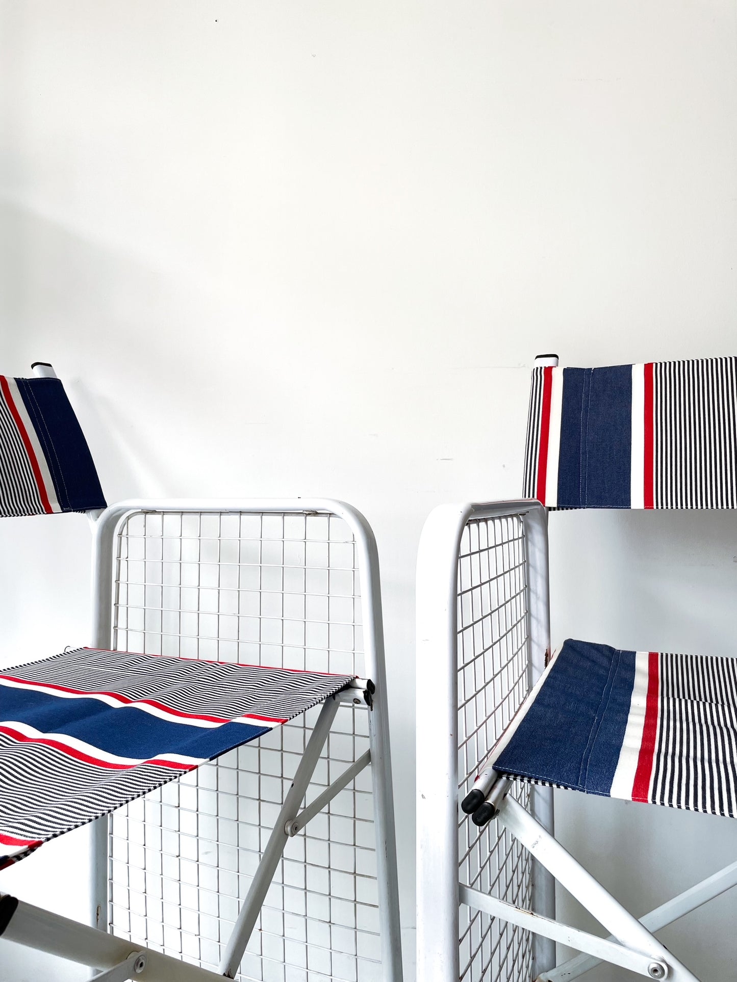 Chaises métal et tissu des années 80'